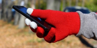 Красные Перчатки для Сенсорного Экрана (Зимние)