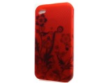 Чехол 0385 iPhone 4 серия цветы силикон красный