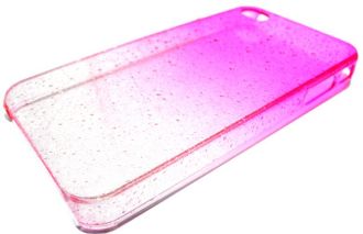 Чехол 0417 iPhone 4 ребристый пластик комбинация с прозрачным розовый