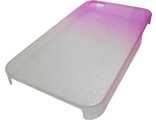 Чехол 0418 iPhone 4 ребристый пластик комбинация с прозрачным фиолетовый