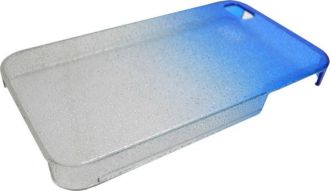Чехол 0420 iPhone 4 ребристый пластик комбинация с прозрачным голубой